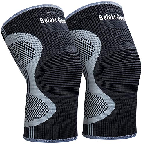 Befekt Gears 2 X Genouillère Rotulienne Crossfit et Ligamentaire, Genouillère Sport de Compression Respirant et Antidérapant Maintien pour Course, Récupération, pour Hommes/Femmes