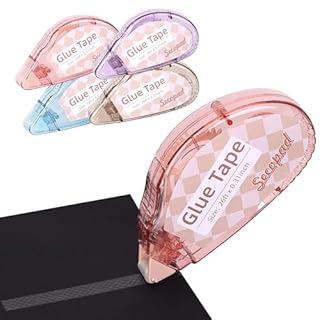 Secopad Scrapbook Tape, 4 Pack Double Sided Tape Roller for Crafts, Adhesive Glue Runner Scrapbooking Supplies Journaling School Office Teacher Supplies for Kids and Adults, 0.3IN x 26FT