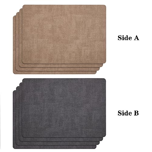 Myir JUN Tovagliette Americane lavabili e Sottobicchieri Set di 4, Tovaglietta Americana Bifacciale Antiscivolo Impermeabile Tovagliette Colazione Plastica Facile Pulire Tovagliette Americana - immagine 5