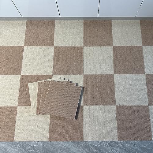 置くだけ タイルカーペット 吸着タイルマット ジョイントマット 20枚 洗える 猫用 犬用フローリングマット 45*45cm 防音 ペット 大判 吸着 タイル フロアタイル カーペット 賃貸/家庭/業務用 お子様・お年寄り・ペット滑り止め対策【ウォームホワイト+ベージュピンク・20枚・2.5畳】 [2]