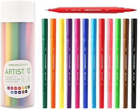 Scooboo 12 and 1 Dual tip Brush Pens and Fine-Liners Set
