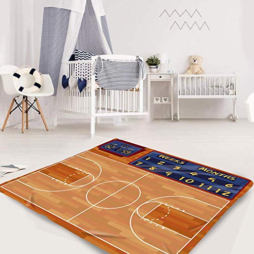 Image of Basketball Game Baby Milestone Blanket, Sport Theme Swaddle Blanket, 48x40in, Baby Growth Chart Blanket BTXYME8