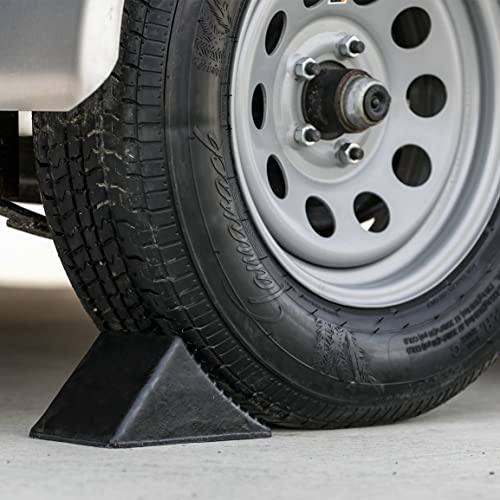Image of Buyers Products WC1467A Wheel Chock, Rubber, 5 x 6 x 5 Inch, Ideal for Utility Vehicles and Trailers, Reinforced Rubber Design for Durable Continued Use, Black (Pack of 4)