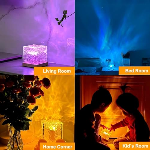 Image of 2 Pack Northern Lights Ocean Wave Projector Light, Galaxy Light Projector, 16 Colors Gradual Rotating Flame Water Ripple Ambient Night Light Non-Wood for Bedroom, Room Decor, Kids Room ((Plug-in))