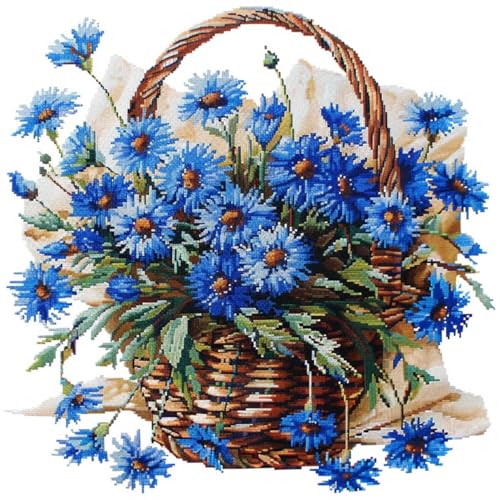 Kit coussin au point de croix fleurs 50x50cm à offrir aux adultes