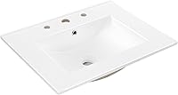 JONATHAN Y SNK1001A Ancillary 24in White Ceramic 3-Hole Rectangular Vanity Sink Top - Classic Bathroom Basin