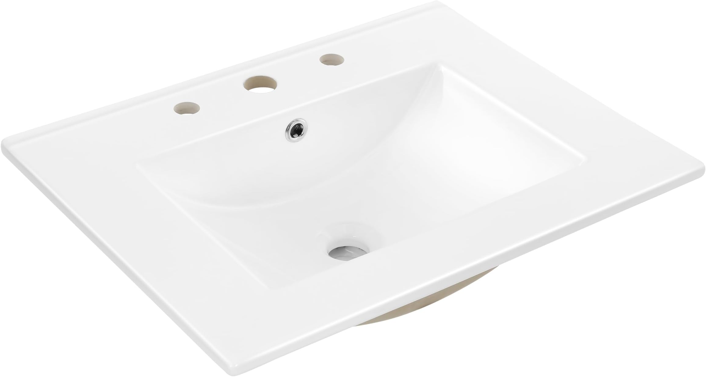 JONATHAN Y SNK1001A Ancillary 3-Hole 24 in. W x 18.25 in. D Classic Contemporary Rectangular Ceramic Single Sink Basin Vanity Top, White