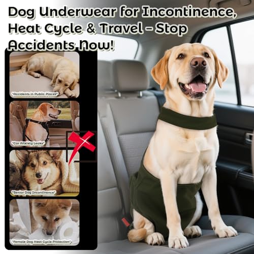Image of QBLEEV Female Dog Diapers with Adjustable Suspenders - Washable Sanitary Panties for Dogs in Heat or Incontinence, Escape-Proof Reusable Pet Period Underwear Onesie for Small to Large Breeds