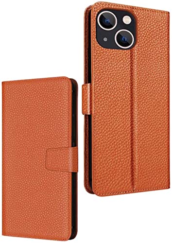 Étui iPhone 13 portefeuille avec fonction Stend et bracelet marron