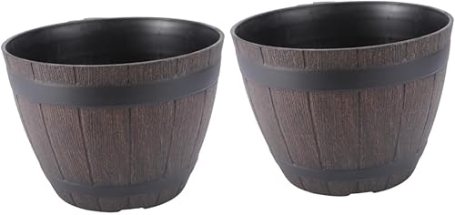 Yardwe 2 piezas de flores al aire libre suculentas macetas macetas de madera al aire libre plantador de madera al aire libre Bonsái Pot imitación