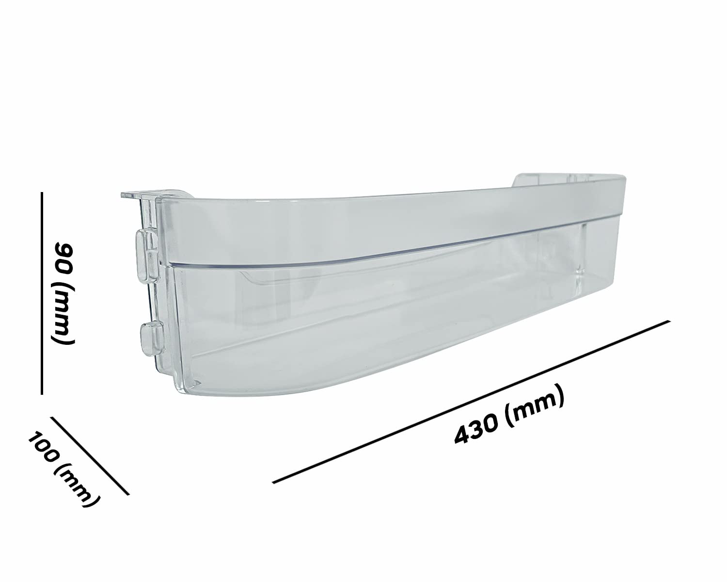 Balconcino Mensola Bottiglie per Frigoriferi Adatto per Smeg, Dimensioni 430x100x90 (mm) Trasparente, 760391857, per Modelli CR312A FR232A CR3212AP FR232ASX CR312APSX1