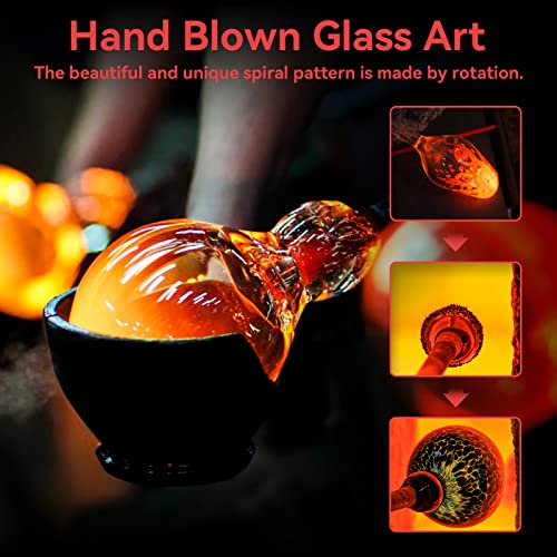 Hummingbird Feeders, 32 Ounces Hand Blown Glass Hummingbird Feeder With Attractive Spiral Pattern For Outdoors Hanging, 4 Feeding Metal Stations With Perch And Moat, Ant Moat Hook, Rustproof Base… #TOP4