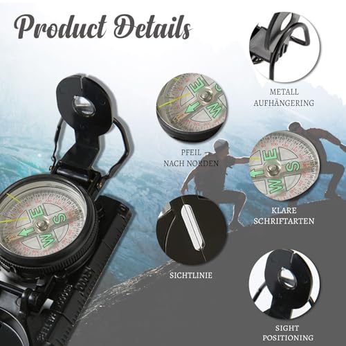 Brújula personalizada - Brújula de latón personalizada con texto, función luminosa impermeable, regalo de supervivencia para senderismo para hombres, mujeres, padre, esposo miniatura 4