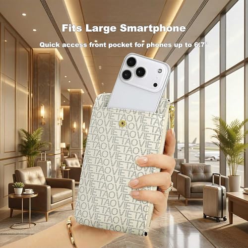Image of Wristlet Wallets for Women, Leather Card Phone Holder RFID Blocking Large Capacity Clutch Purse Perfect for Ladies Daily Use and Travel - White