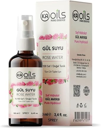 KAOils Saf G l Suyu - 100% Pure Rose Water 100 ml - Do al G l Mayas  Hidrolat  - Canland r c  ve Nemlendirici Y z Toni i | Cam  i e ve Sprey