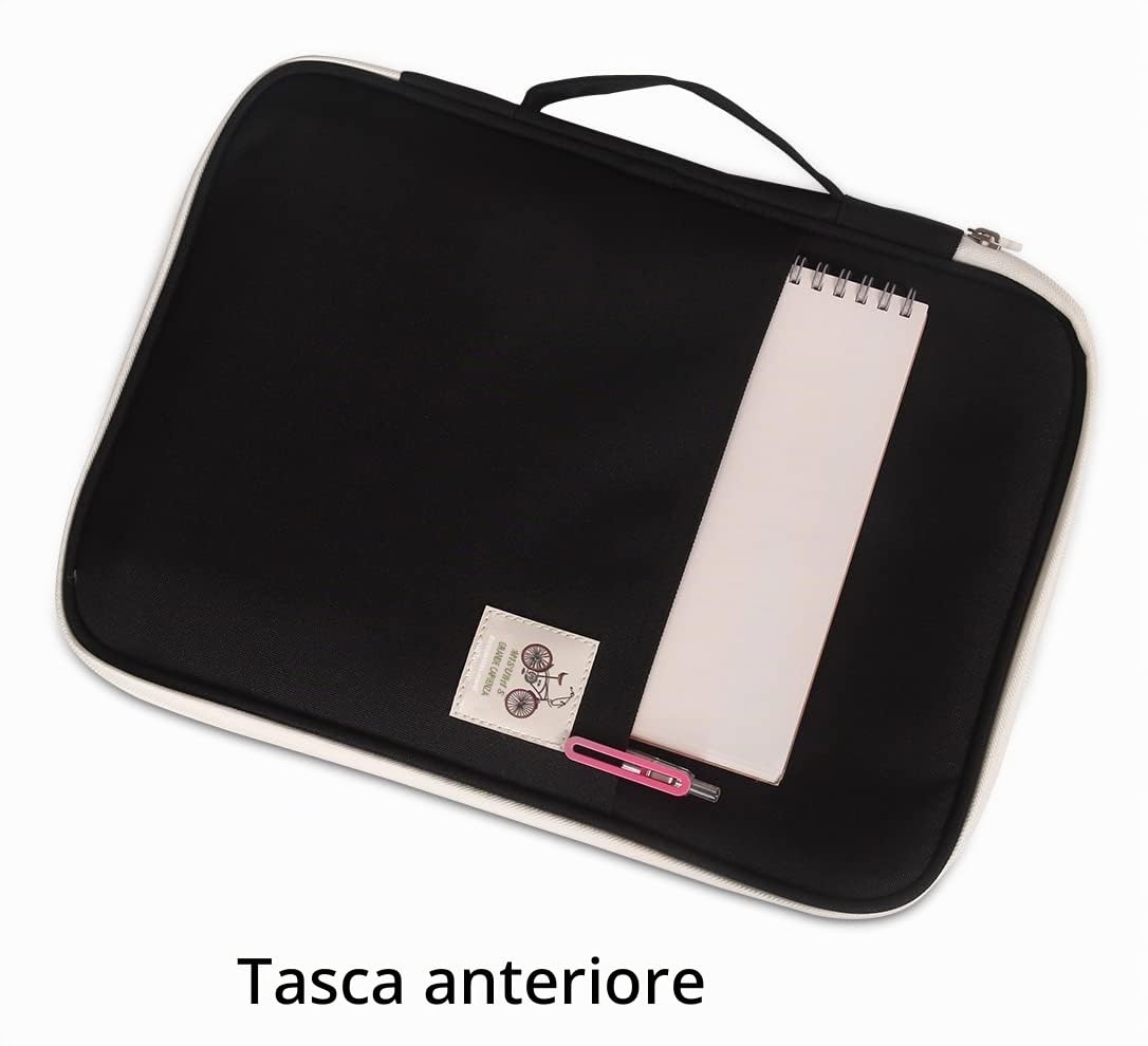 JAKAGO Cartella portadocumenti A4 con cerniera,cartelle portadocumenti da viaggio con numerosi vani,leggera ottima la maniglia per portarla con sé