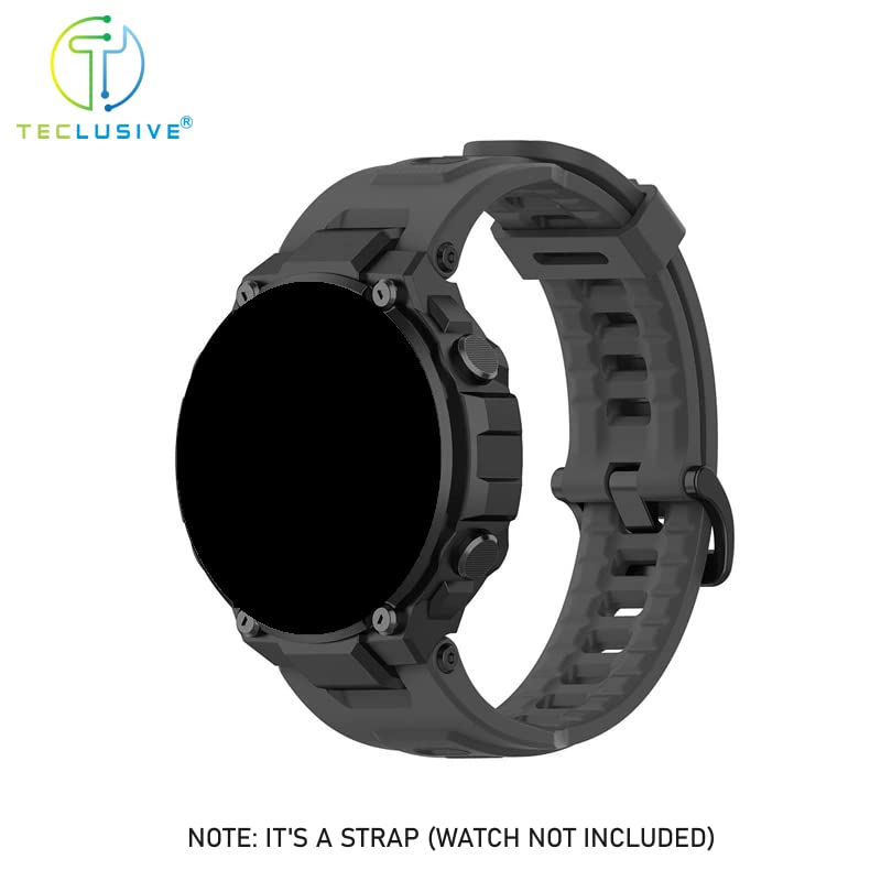 Image of T TECLUSIVE Soft Silicone Strap Band Compatible with Amazfit T-Rex /Amazfit Trex Pro | Adjustable Silicone Rubber Band with Installation Tools for T Rex Pro (Grey)