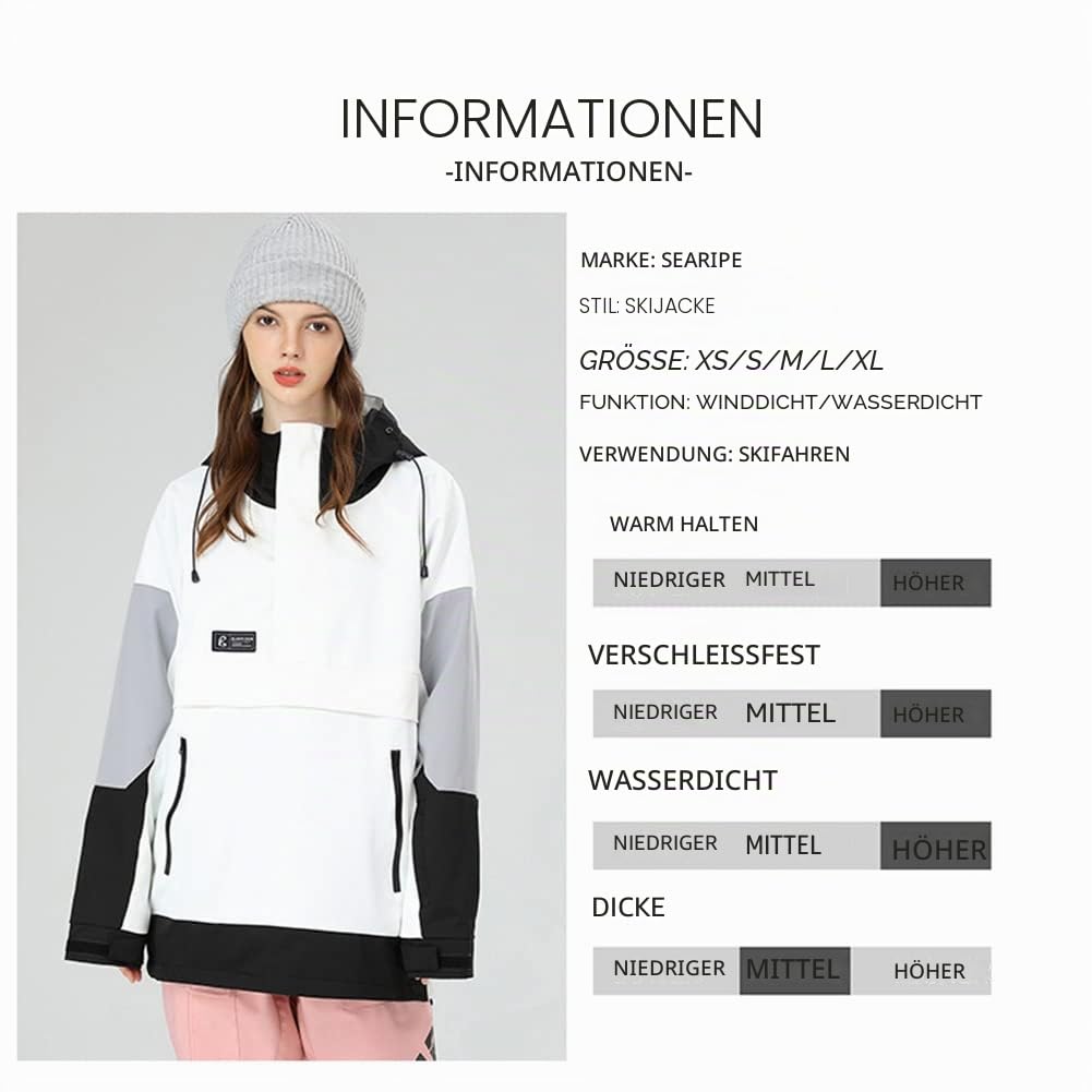 HOUZONIY Skijacke für Damen wasserdichte Wanderjacke Snowboardjacke Outdoor Winddichte Warmer Mantel Jacke für Winterwandern Sport