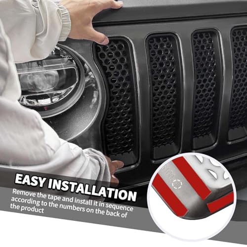 Image of 7PCS Mesh Grille Inserts Fit for Jeep Wrangler JL Sport /Sport S 2018-2024 (Matte Black)