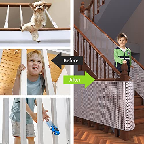 Kids Safety Net Durable Stairs Railing Mesh For Kids Safety Balcony Nets For Kids Proofing Stairs Netting For Kids, Pets, Toys(10Ft Lx2.6Ft H) #TOP5