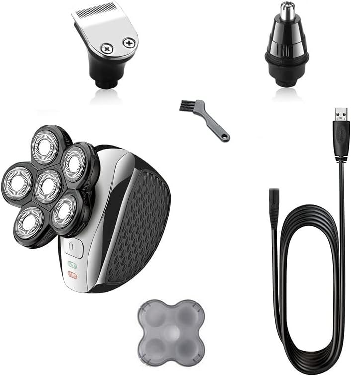 Head Shavers for Bald Men, 6-blade powerful electric shaver for men 3in1 electric razor hair trimmer beard wet dry bald shaving machine rechargeable kit