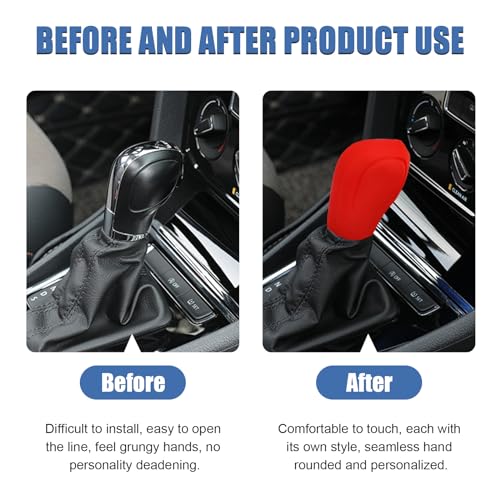 image for Ziciner 2PCS Car Gear Shift Knob Cover, Elastic Silicone Car Automatic