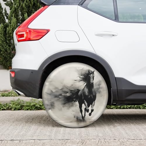 Image of Spare Tire Cover for RV Trailer, Animals Horse Tire Covers Universal Fit for Travel Trailer Camper Jeep RV SUV Truck Waterproof Wheel Cover (15 inch for Diameter 27 inch - 29 inch),A275