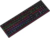 Teclado Gamer Mecânico Full Size 104 Teclas com RGB Switch Azul Anti-Ghosting USB-C e Layout US (Preto)