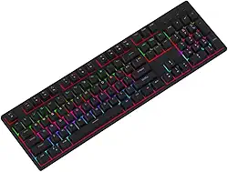 Teclado Gamer Mecânico Full Size 104 Teclas com RGB Switch Azul Anti-Ghosting USB-C e Layout US (Preto)