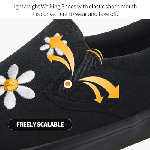 Image of Women's Canvas Slip On Sneakers Non Slip Loafers | low top non slip on walking breathable casual comfortable fashion tennis