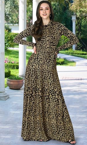 KOH KOH Womens 2025 Long Sleeve Elegant Pockets Fall Winter Evening Maxi Dress Gown3