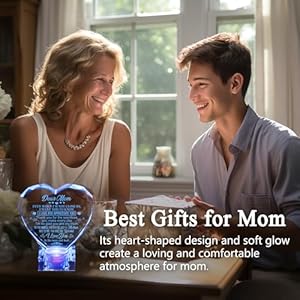 Unique Mom Gifts, Love Crystal Gifts for Mothers Day Birthday, Engraved Crystal Heart with Rechargeable Color-Changing LED Base, Perfect Mother's Day from Daughter Son (Mom) Unique Mom Gifts Love Crystal Gifts for Mothers Day Birthday Engraved Crystal Heart with Rechargeable Color Changing LED Base Perfect Mothers Day from Daughter Son Mom