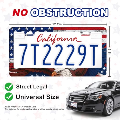 Image of American Flag License Plate Frame 2 Pack Patriotic Plate Holder