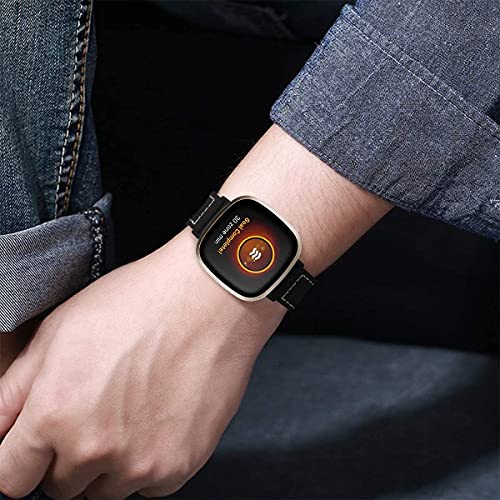 Classicase Compatible with Fitbit Versa 3/Fitbit Sense Watch Strap, Genuine Leather Quick Release Bracelet, Pattern 6, Strap - Image 3