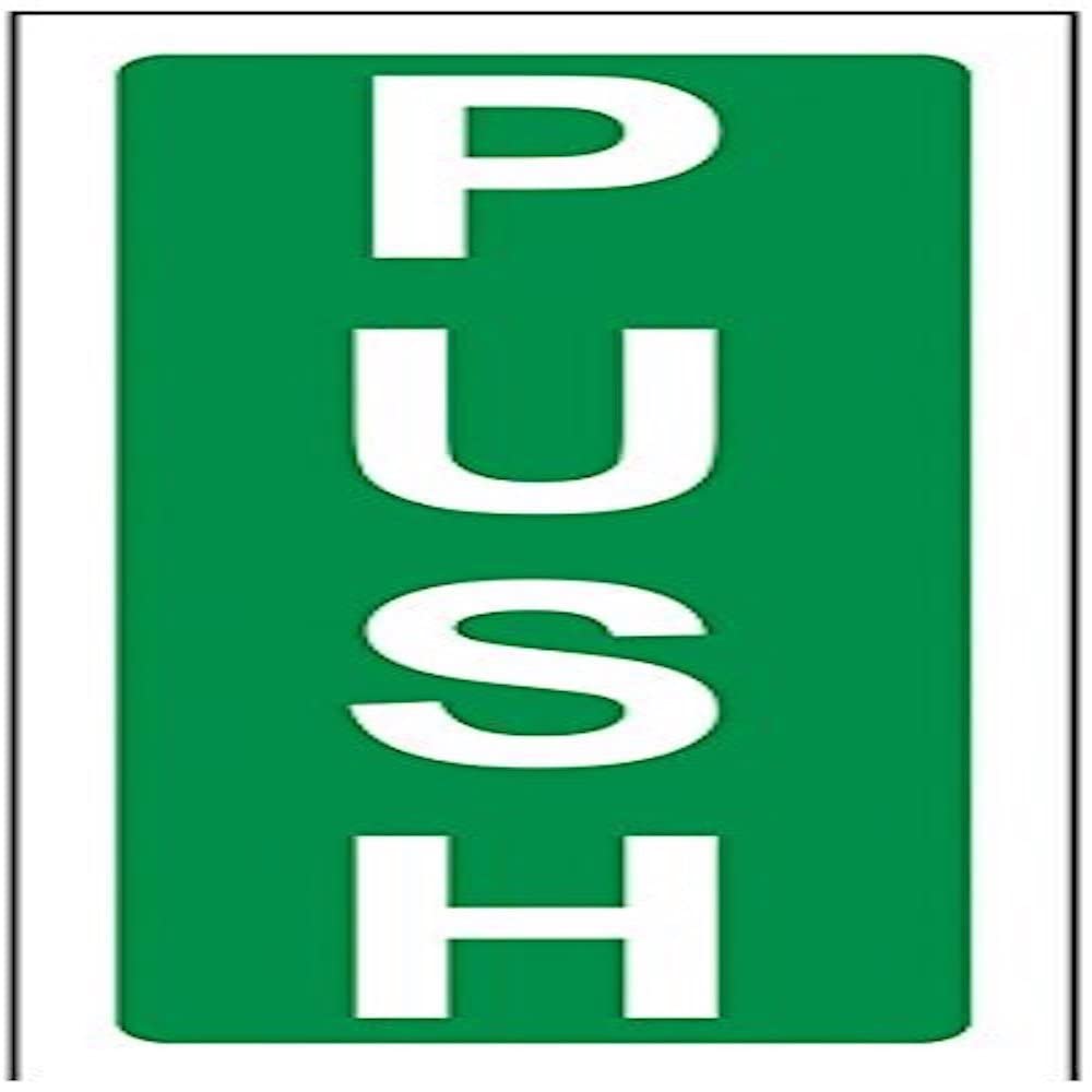 V Safety Push Sign - Portrait - 60 mm x 150 mm - 1 mm Rigid Plastic Safety Sign
