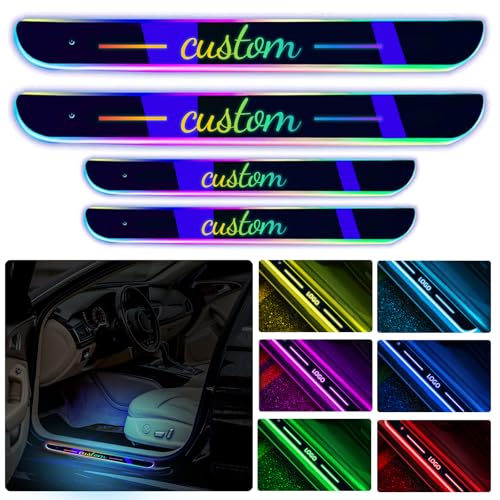 Custom LED Door Sill Lights with Logo Text - RGB LED Welcome Lights for Car (Color01)