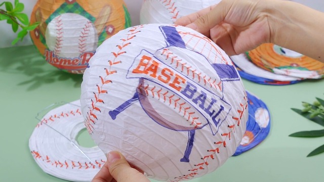 Image of VIHOSE 12 Pieces Baseball Paper Lanterns Sports Party Decorations Baseball Hanging Lanterns Round Paper Lamp for Sport Themed Birthday Party Bar Softball Game