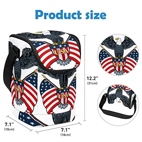 Bolsa de almuerzo con bandera de EE. UU. térmica e impermeable unisex 4