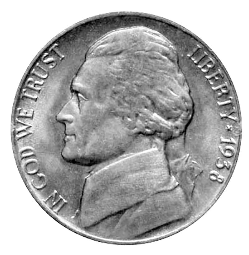 1938 D Jefferson Nickel Brilliant Uncirculated BU UNC