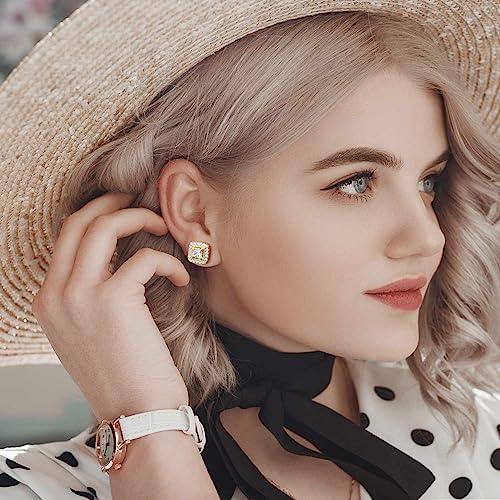 Gold Stud Earrings for Women 14K Gold Earrings Studs Hypoallergenic Small Stud Earring for Women with Cubic Zirconia Gems 10.4MM3
