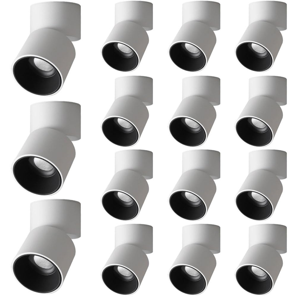 BHGFYXBS 15 Pack 3000K,4000K,5000K Ceiling -180°Adjustable Surface Mounted 7W,10W Cob Lighting - Led Ceiling Art Spotlight - Wall Swivel Lamp,For Corridor Gallery Display Living R,5000k-10W