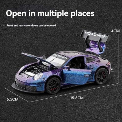Image of Alokik Enterprise 1:32 Scale Poarsch GT3 RS Die-Cast Model Pull Back Action Metal Car with 4 Openable Door with Sound & Lights Best Gifts Toys for Kids【Black Color】