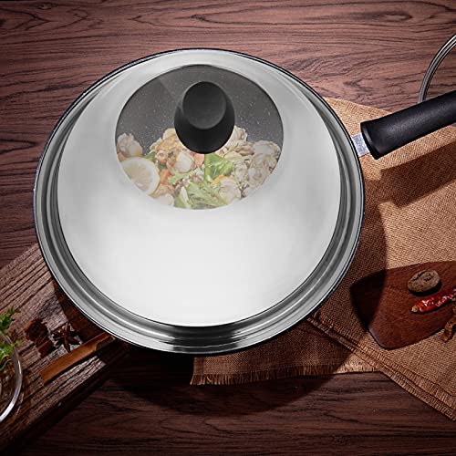 Couvercle de cuisson 34cm en acier inoxydable avec verre visible pour wok