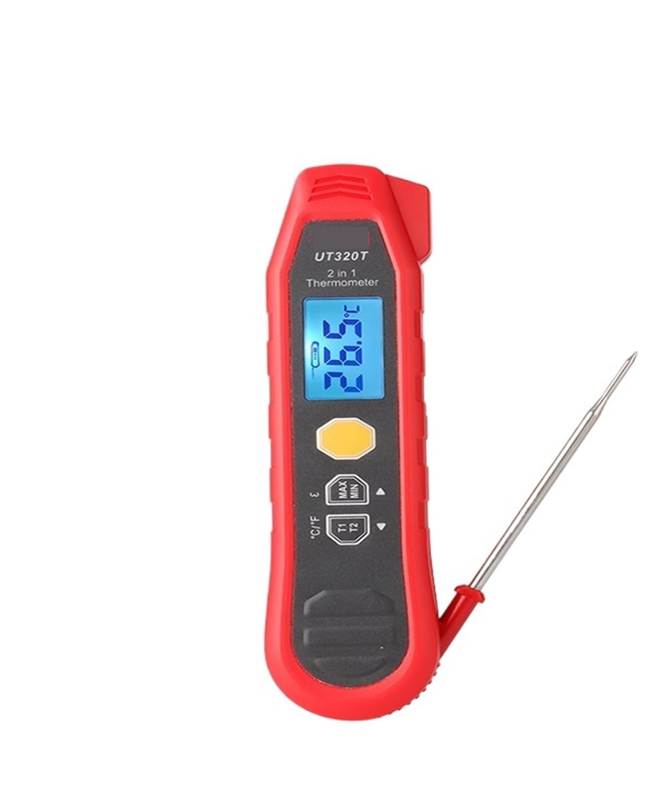 Termómetro infrarrojo 2 en 1, termómetro digital UT320T, sonda de medición de temperatura de -40 °C a 300 °C.