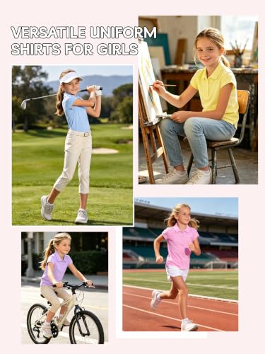 Image of OHD 4 Pack Girls Polo Shirt Girls Uniform Polo for School Cotton Shirts School Uniform Tops Size 3T-14