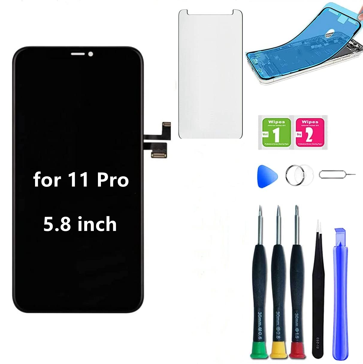 mileage Para Pantalla De iPhone 11 Pro Recambio Para LCD iPhone 11 Pro Para Repuesto Pantallas iPhon 11 Pro LCD Display Completa A2215, A2160, A2217 Touch Digitizer Replacement Sensor(Incell,Negro)