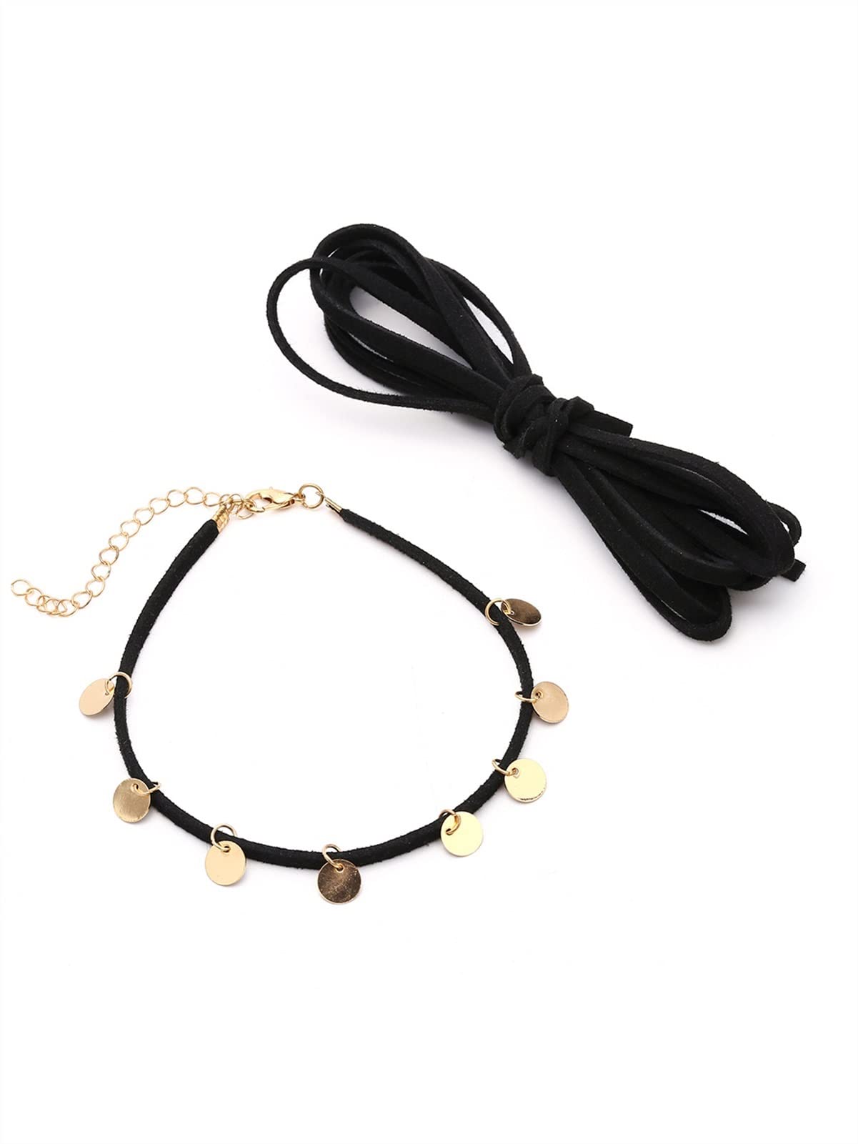 Fußkettchen/Fußkettchen, Schlichtes Fußkettchen mit Pailletten-Anhänger, mehrschichtige Wolle, modische Fransen, Schuhe, verstellbare Damen-Fußkettchen, Fußkettchen