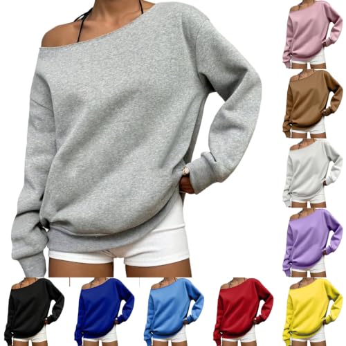 Furundly Off the Shoulder Sweatshirt Women Long Sleeve Oversized Pullover - image 1