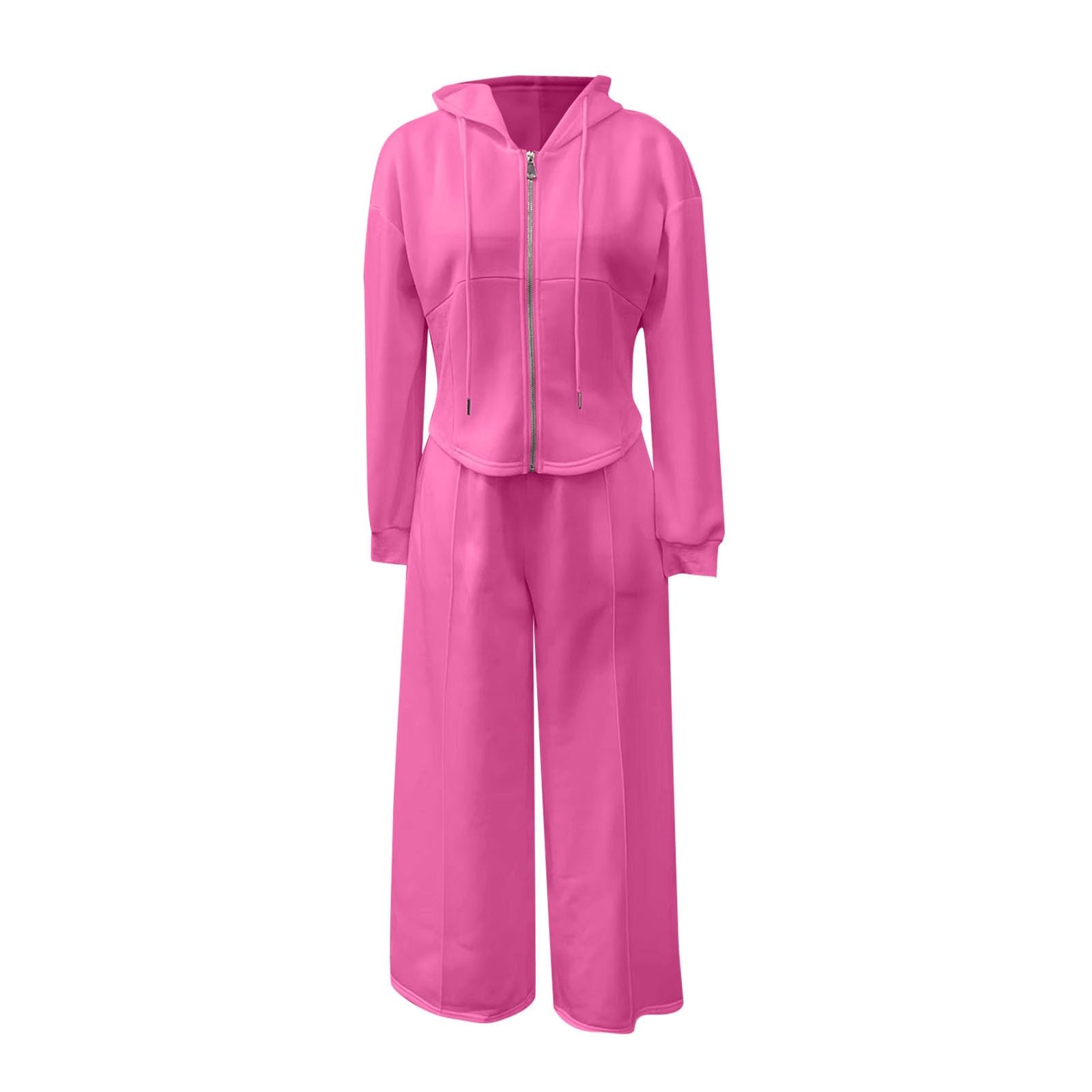Tuta sportiva da donna, 2 pezzi, a maniche lunghe, in cotone, con cerniera | Tuta sportiva con cappuccio Y2K, tuta da jogging con giacca e tasche, casual, due pezzi, per fitness