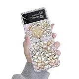Omio for Samsung Galaxy Z Flip 4 5G Case, 3D Handmade Sparkle Stunning Stones Crystal Diamond Bling